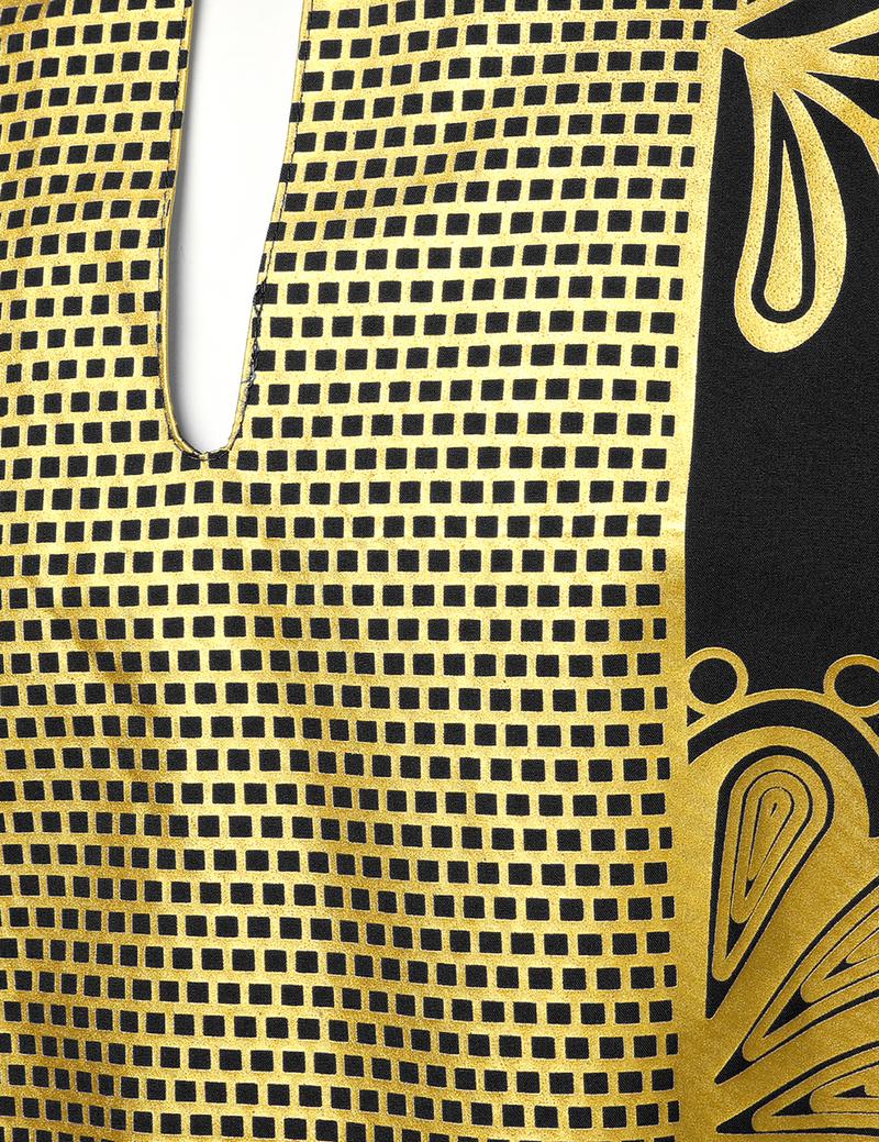 ZEROYAA Men's Africa Stand-up Collar Long Sleeve Dashiki Shiny Pattern Printed Dazzling Shirt Ethnic Elastic fathers day gift for boyfriend father's day shirts memeshirts funny shirts father's dad gifts black people