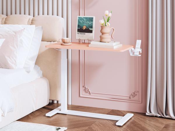 H7 Mobile Adjustable Bedside Table, Standing Desk with Wheels, Rolling Laptop Desk Cart & Portable Computer Workstation for Hospital, Home Office, Bedroom, Living Room, Dorm, and Small Spaces, Reading Studying, Bedside Care Max Load Capacity Gas Spring