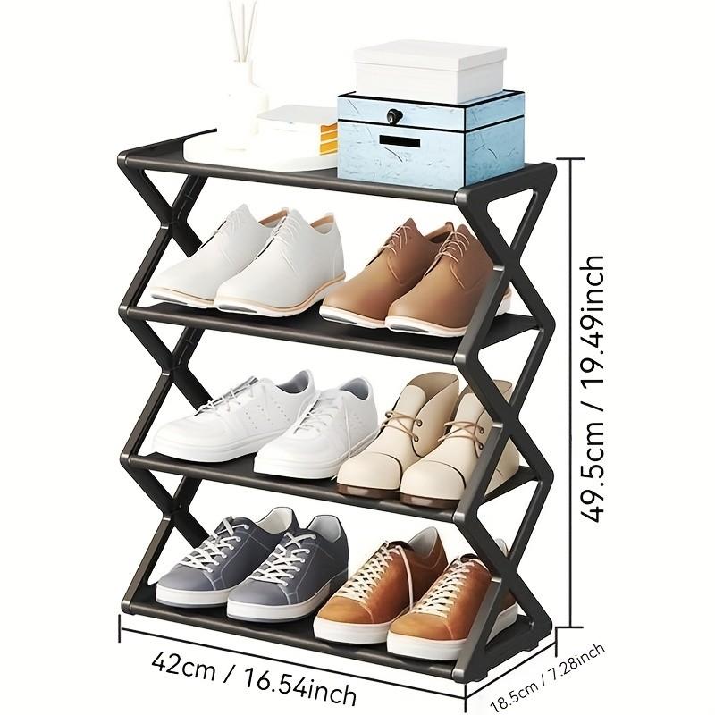 4 Layer Shoe Rack, Stainless Steel Load Bearing Pipe, Space Saving, Easy Assembly, Modern Fashion Design, Multi-Layer Storage