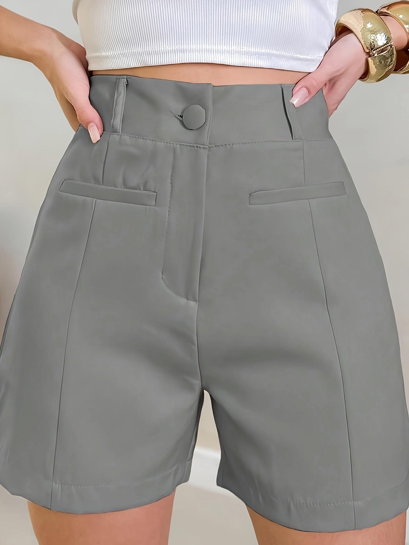 Women's High Waist Tailored Shorts 2026, Solid Color Straight Leg Dress Shorts with Pockets, Casual Office Workwear Slim Fit Shorts, Trendy Business Casual Shorts, Versatile Daily Wear Going Out Shorts, Chic Relaxed Fit Shorts for Date Night, Vacation, Su