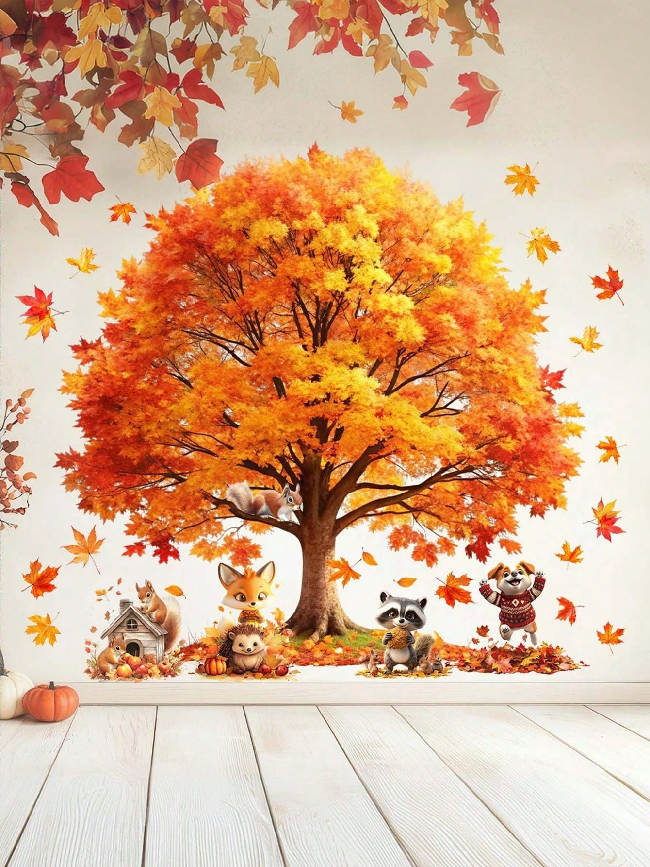 Creative Maple Leaf Stickers for Living Room Bedroom Bathroom Background Wall Decor, Easy-To-Apply Removable Decals