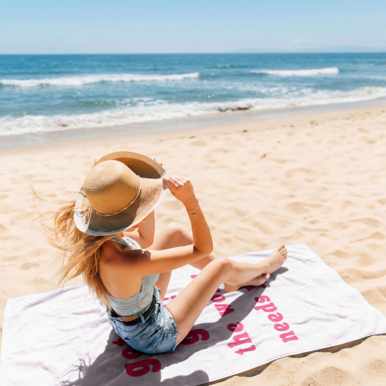 1PC Inspirational Quote Beach Towel for Friends | Soft Outdoor Towel for Travel Yoga Camping Swimming | Vacation Must-Have Gift | Pool & Beach Holiday Essentials