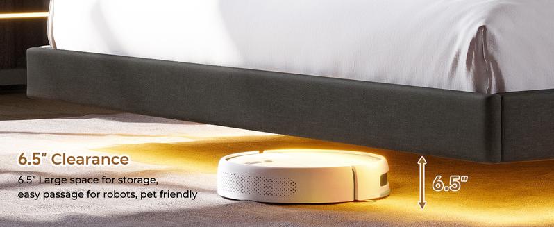 Floating Bed Frame Twin/Full/Queen Size with RGB LED Lights and Type-C&USB Ports, Linen Upholstered Platform Bed with Wood Slats Support, No Box Spring Needed,Noise-Free,Easy Assembly,Dark Gray Floating Bed Frame Twin/Full/Queen Size with RGB LED Lights and Type-C&USB Ports, Linen Upholstered Platform Bed with Wood Slats Support, No Box Spring Needed,Noise-Free,Easy Assembly,Dark Gray