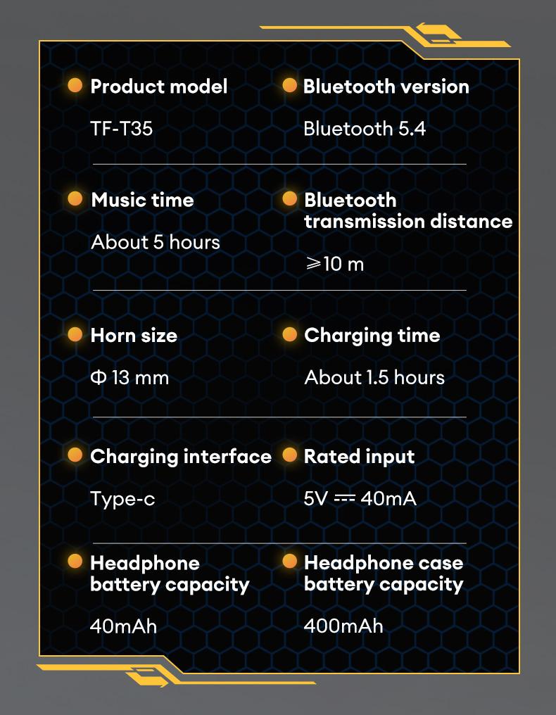 Transformers T35 Wireless Bluetooth Headphones Newly Bluetooth 5.4 Headphones RGB Color Atmosphere Light 360°Stereo Surround Sound Up to 36 Hours Battery Life