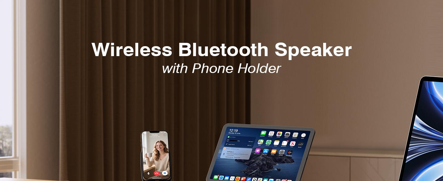 Wireless Induction Speaker, Cell Phone Stand with Bluetooth Audio, Phone Speaker Amplifier Foldable for iPhone, Android, iPad, Birthday Gifts for Men Women Teenage Boy Dad Father