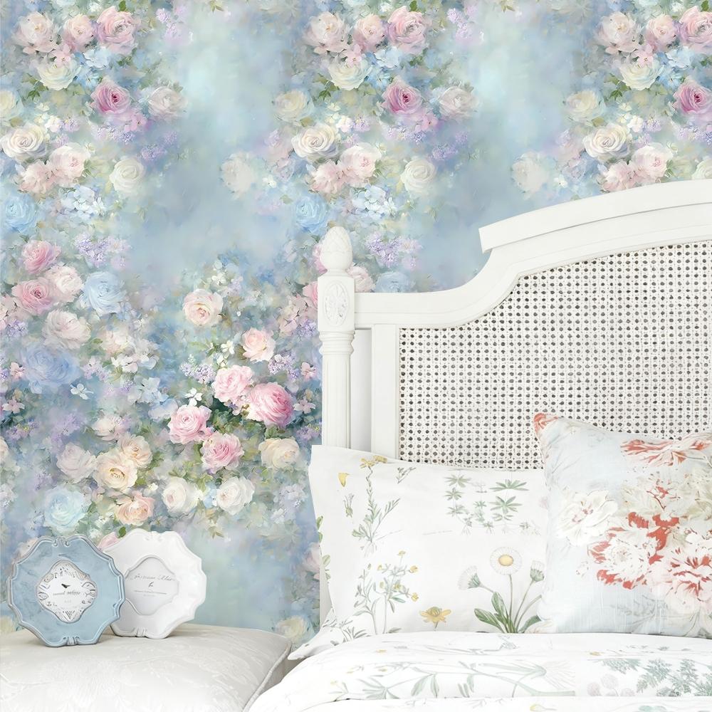Tropical Floral Vinyl Wallpaper, Self-Adhesive Waterproof, Vibrant Oil Painting Design, Matte Finish, DIY Home Decor, Living Room, Bedroom, Office
