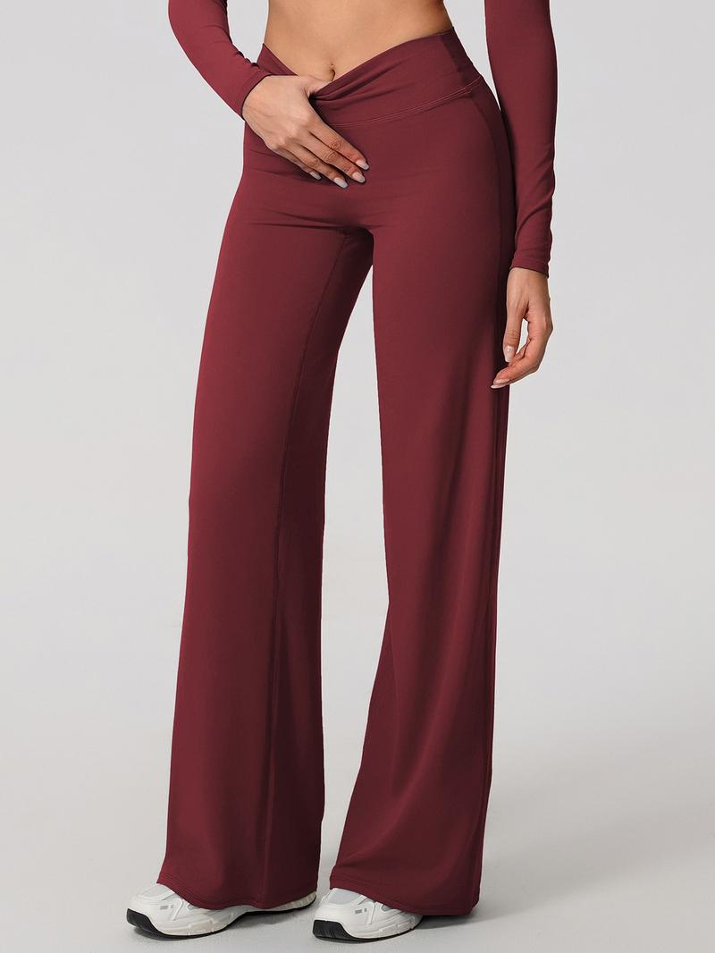 Women's High Waist Straight Leg Pants, Loose Soft Yoga Wide Leggings, Pilates Running Fitness High Waist Straight Leg Pants, Solid Color Leggings