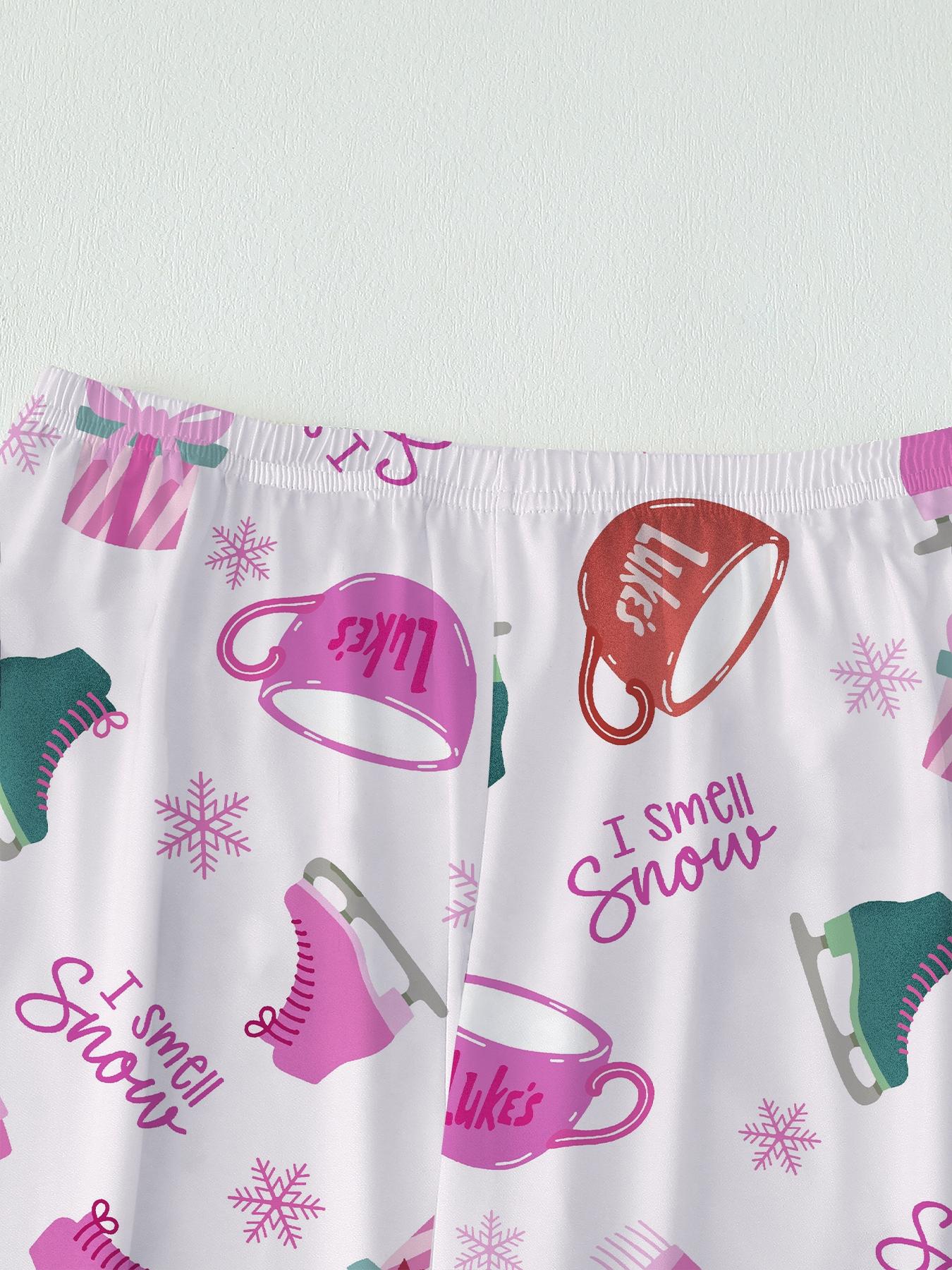Christmas Pajamas Women's Christmas Pajama Set, Pjs, Pink Cozy Long Sleeve Top & Elastic Waist Pants, Fitted Winter Sleepwear, Perfect Holiday Gift, Gilmore Girl I smell snow, Mother daughter matching, Bookworm night, Coffee lover pajamas