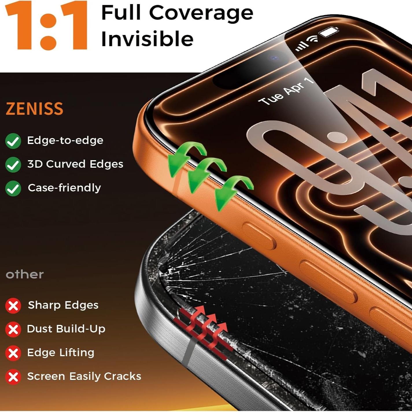 3-Pack Samsung Galaxy S26 Ultra S25 S24 Plus & Apple iPhone Screen Protectors, Ultrasound Fingerprint Unlock, Military Grade Protection