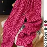 1 Piece Women's Leopard Print Adjustable Drawstring Wide Leg Long Pants, Elastic High Waist Loose Relaxed Fit, Casual Daily Street Fashion Trousers with Side Pockets, All Season Wear