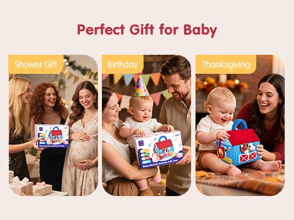 hahaland Surprise Barn with Stuffed Farm Animals with Real Sounds,Toddlers Sensory Toy,Easter Basket Stuffers,Montessori Toys for 6 Month Old Baby 1 Year Old Boy Girl Gifts,Toys for Easter,Valentines Day & Birthday Gifts