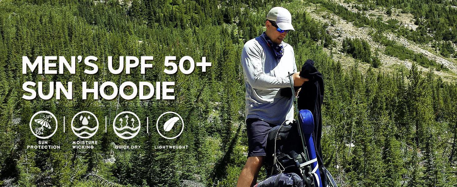 Willit Men's Sun Protection Hoodie UPF 50+ Fishing Hiking Shirt Long Sleeve SPF UV Shirt Rash Guard Lightweight