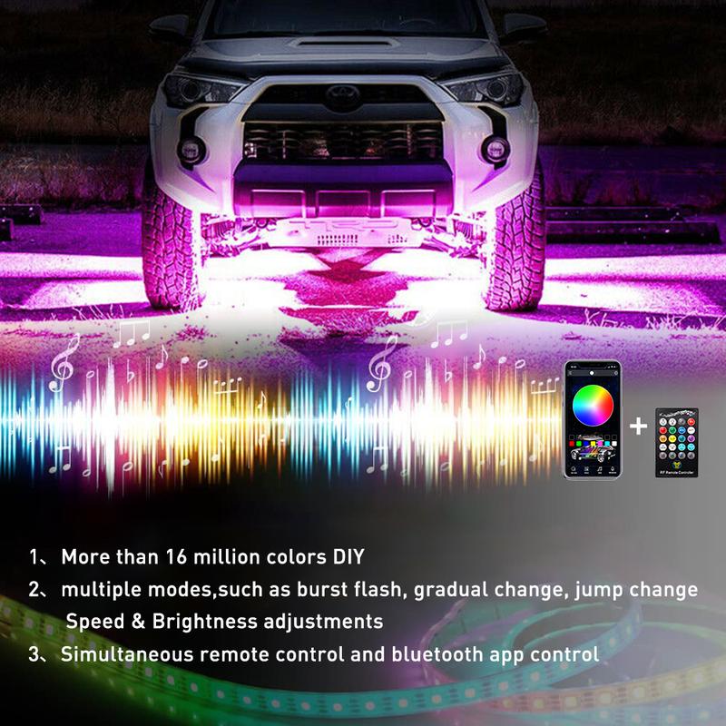 AUXITO RGB LED Strip Under Car Tube Underglow Underbody System Neon Light Lamp Kit