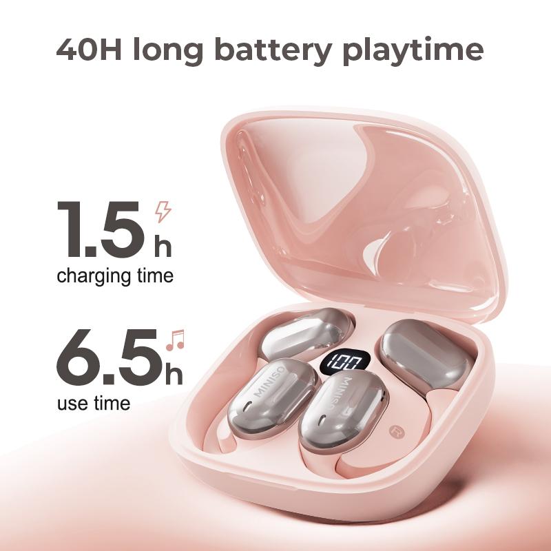 MINISO MS162 OWS Open Ear Bluetooth Earbuds HIFI Sound Quality Music Wireless Earbuds Gaming with Low Latency Wireless Headphones IPX5 Waterprooof OWS Earphones Comfortable Wearing Earbuds Touch Control Built-in Mic Hearphones Compatible With All Phones