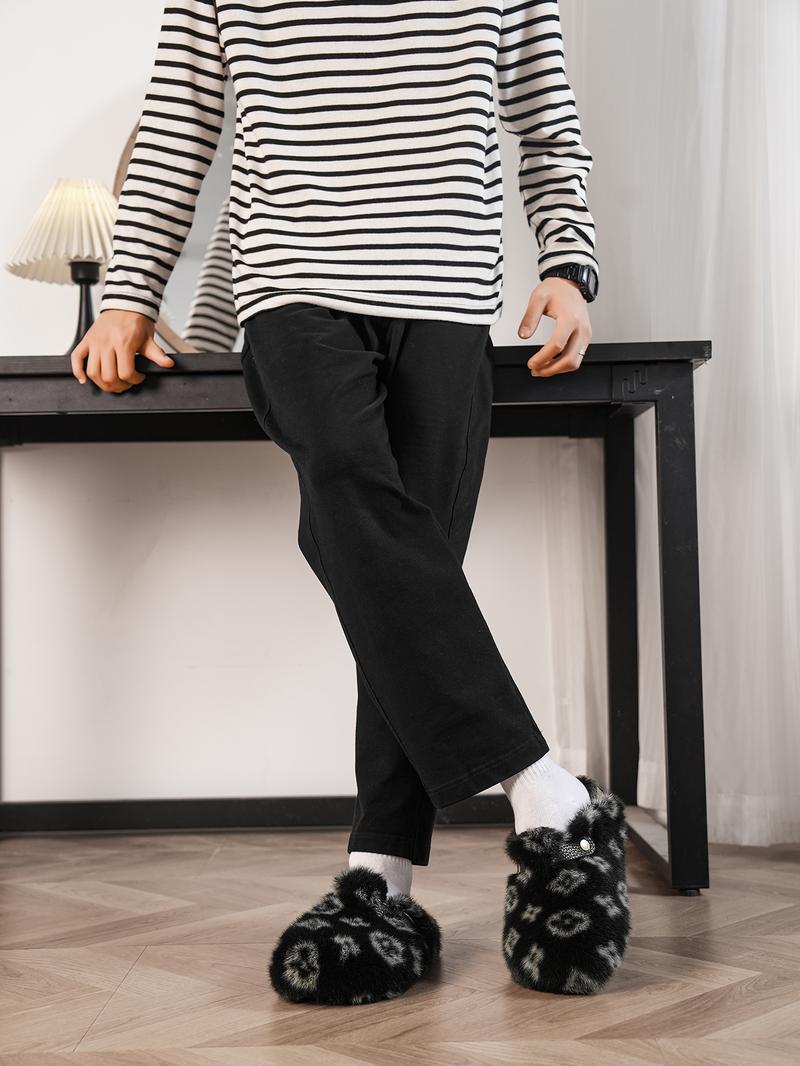 Women Men High-Quality Faux Fur Mules, Fuzzy House Slippers, Anti-Slip Warm Outdoor Shoes, Casual Fashion Winter, Perfect Gift Choice