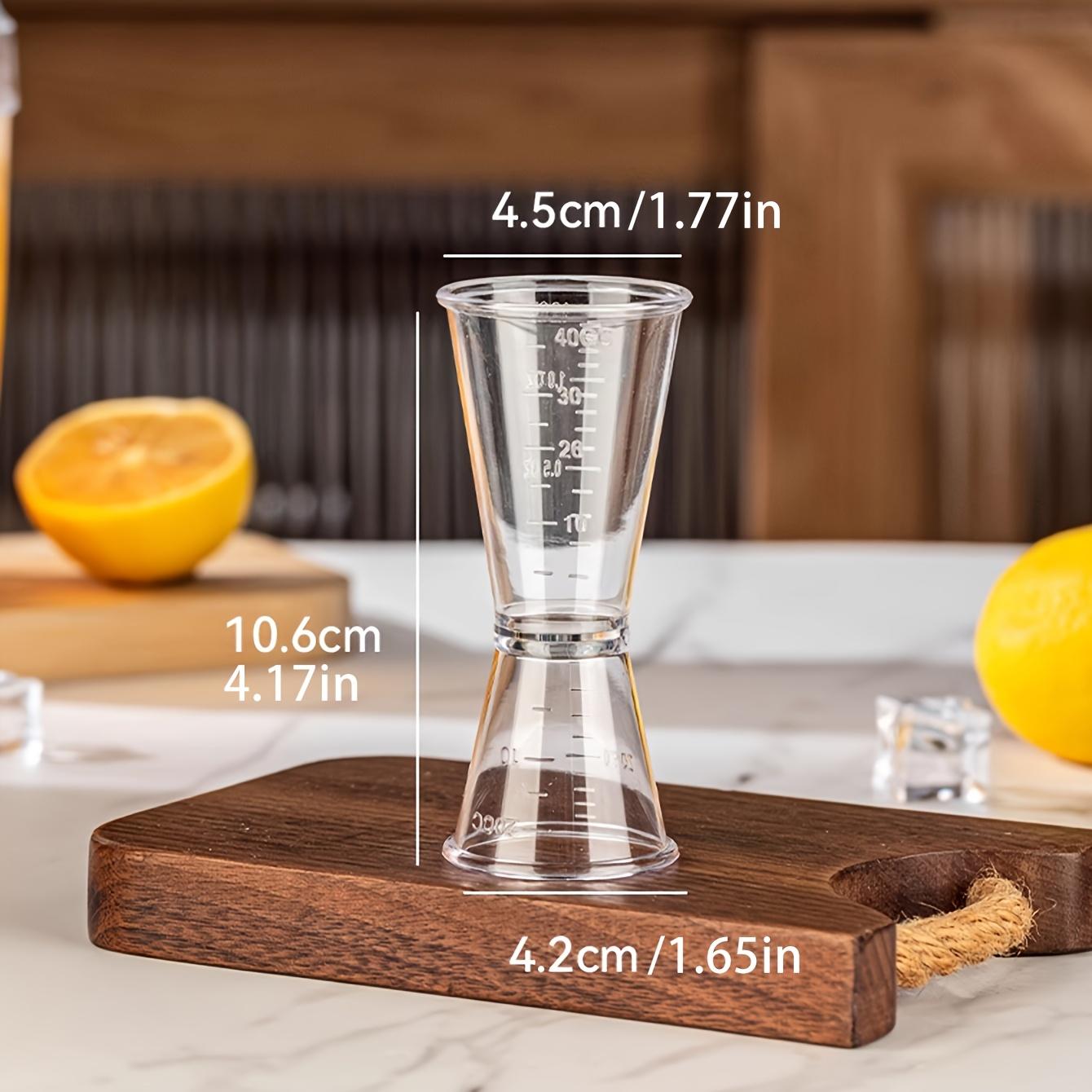 4pcs LON Professional Measuring Cups with Graduations - Food-Grade Plastic Measuring Cups with 0.68/1.35oz Scale - Heavy-Duty Bartender's Cocktail and Milkshake Measuring Cups - Precise Ounce and Milliliter Beverage Measuring Cups - Kitchenware
