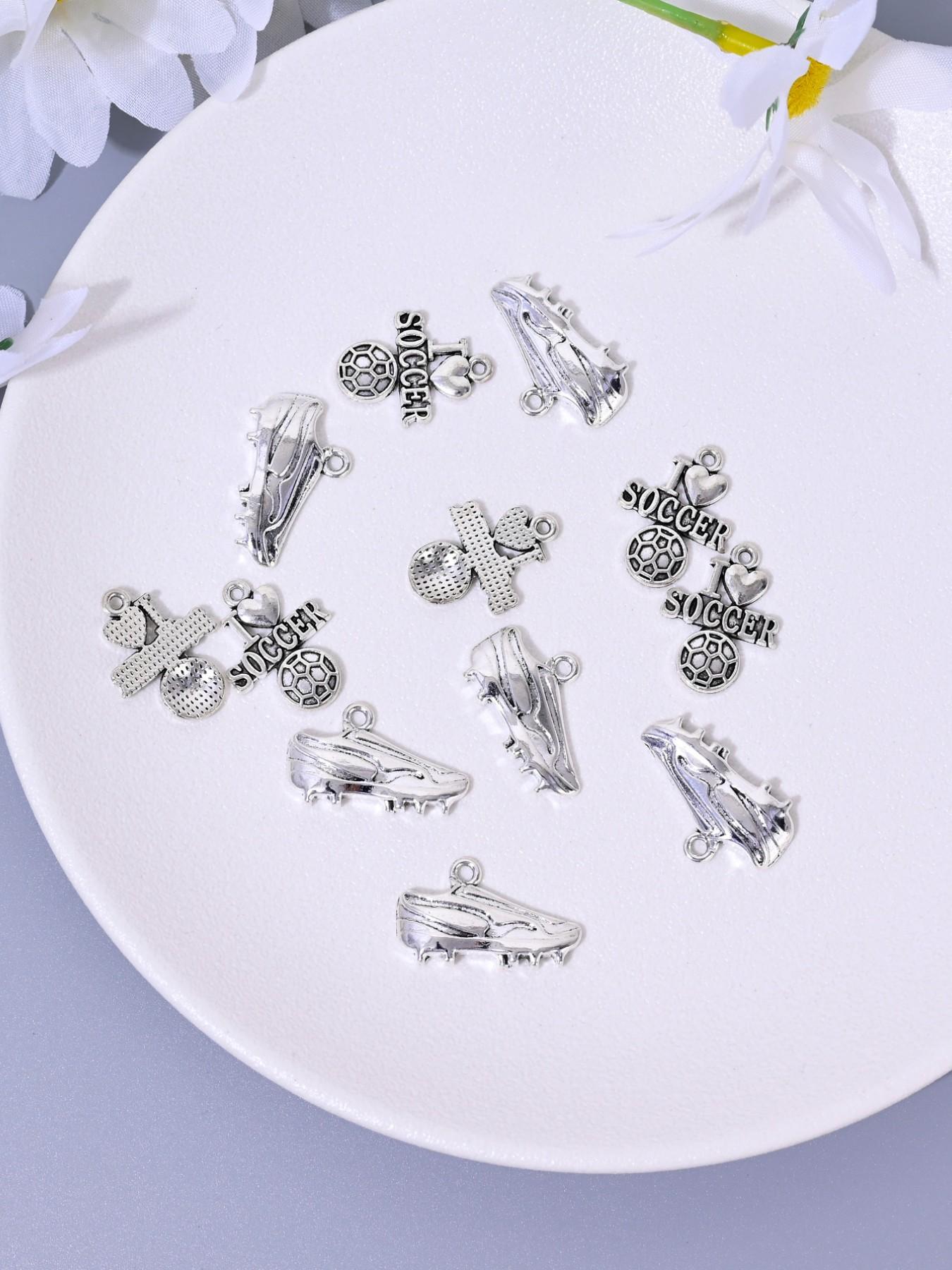 10 Fashionable Sports Theme Football Letter Charms, Ideal for DIY Jewelry Making, Earrings, Necklaces, Bracelets, Keychains, Daily Accessories