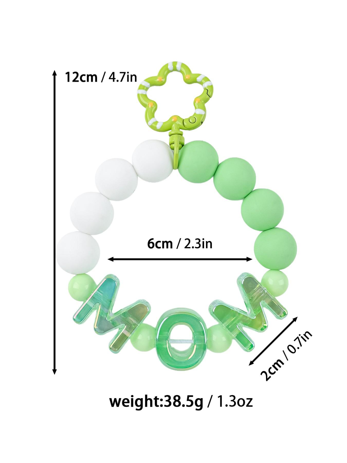 Cute Mom Silicone Beaded Wristlet Keychain, Flower Shape Clip Beaded Key Ring, Anti-Lost Key Holder for Mom, Perfect Mother's Day Gift