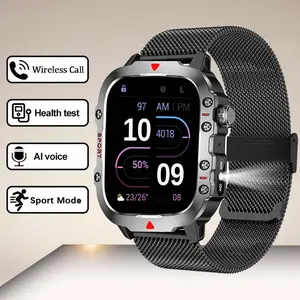 Commerce Flashlight Smartwatch HD Screen Fashionable Digital Watches Multiple Sports Modes Wireless Call Health Tracker Business Smart Watch Men Multifunctional 2.01 Inch