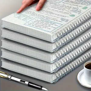 4 A5 spiral grid notebooks with flexible plastic covers - ideal choice for students, math and engineering, notebooks, and Christmas gifts