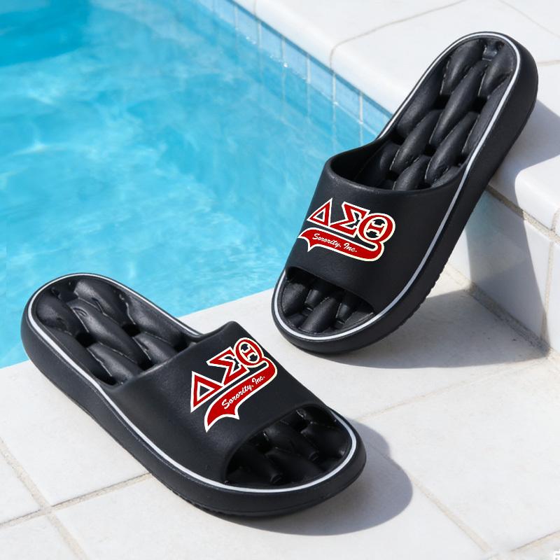 1pc Delta Sigma Theta Sorority Slippers Sandals - Sole & Footbed, Soft Sole Comfortable Suitable for &, Unisex Indoor/Outdoor Shoes with Greek Letter, Hand Washable for Home, Beach, Casual Wear (Durable), Women Shoes