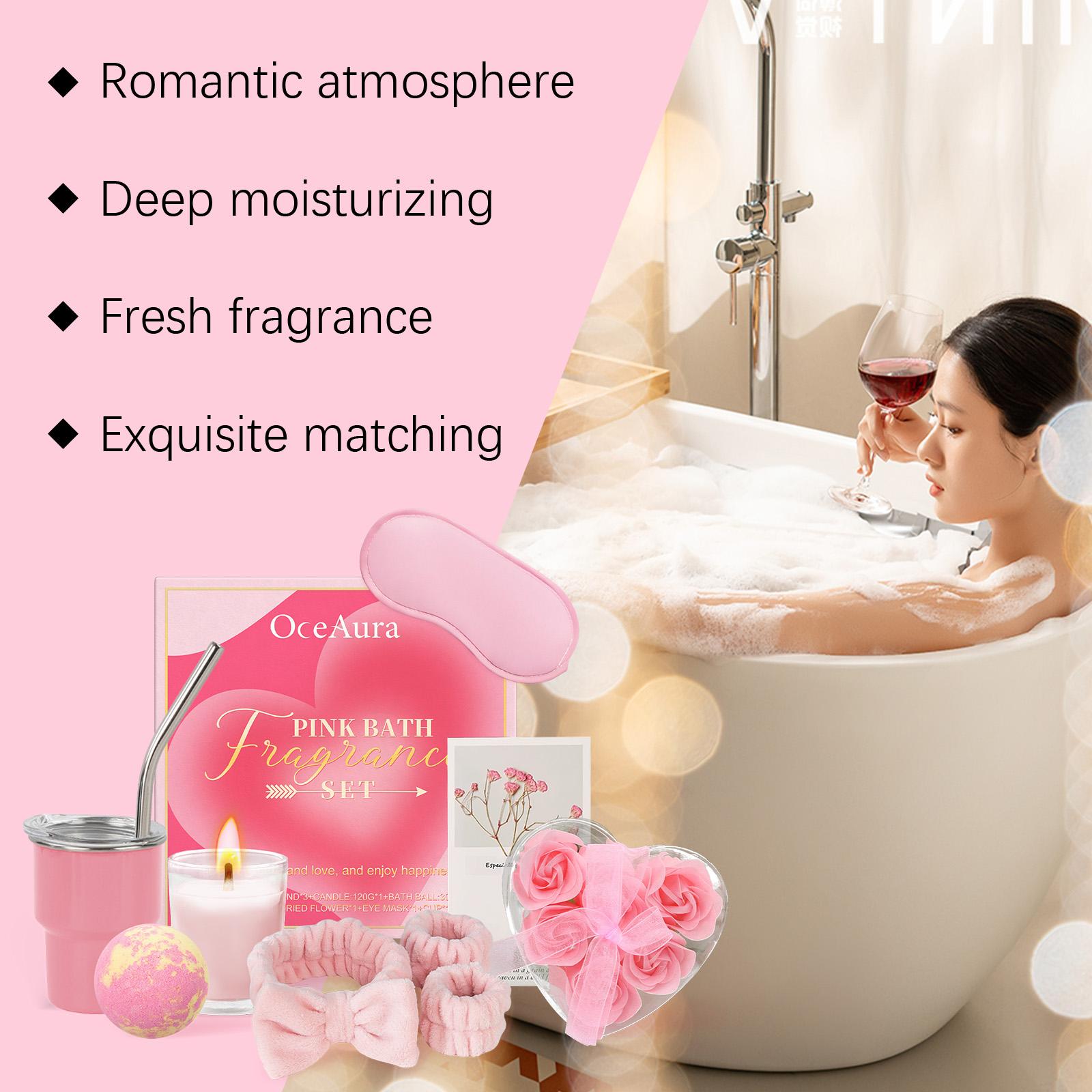 Oceaura Bath Aroma Set, Relaxing Scented Care, Refreshes Skin, Bath Gift Box, Essential Oil & Bubble Bath, Spa Experience at Home