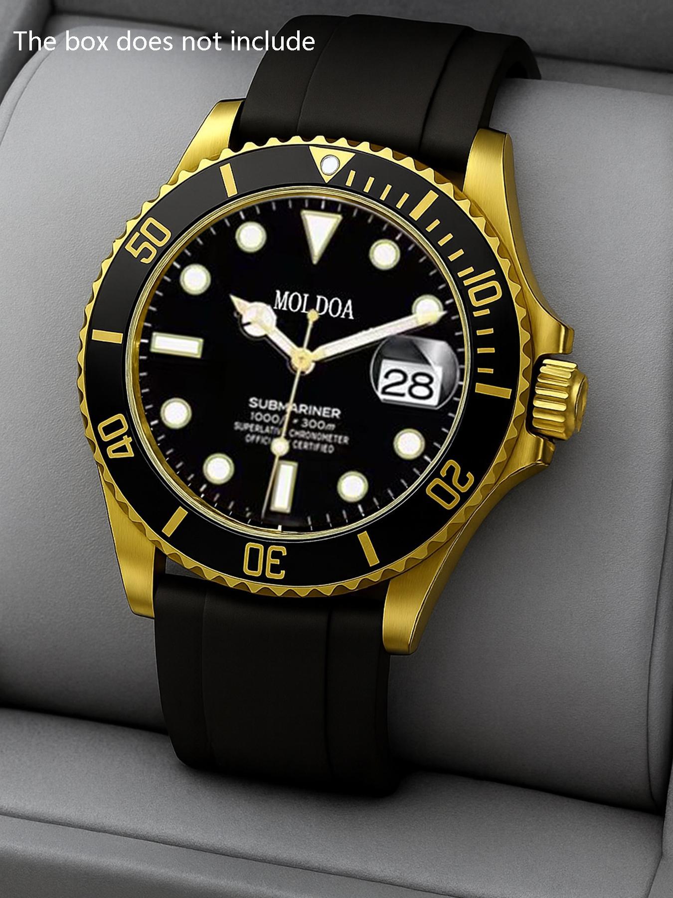 A men's black silicone strap with a niche high-end feel, high-end Korean casual quartz watch, Analog Display, Quartz Movement, Black Silicone Band
