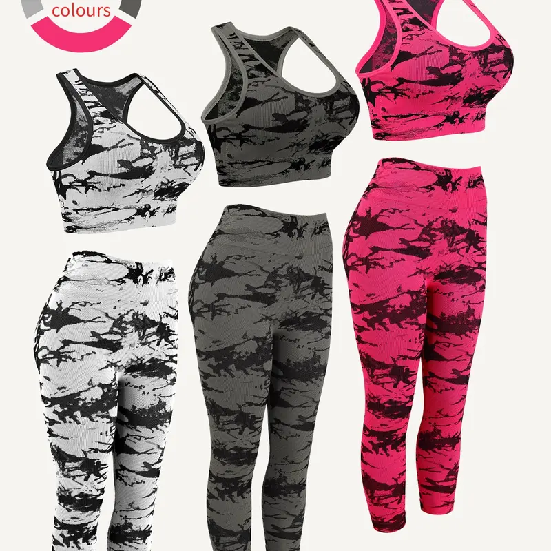Women's Sportswear Set, Workout Sets, High Waist Tummy Control Bralette, Butt Lifting Long Pants, Ideal for Outdoor Activities, Yoga, Parties, Exercise Clothing Set