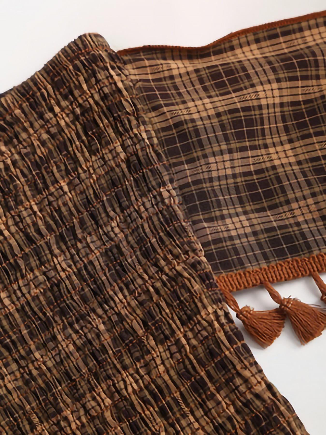 Women's French Vintage Plaid Fringe Trim Bow Design Short Tube Top, Bow Decor Cami, Perfect for Parties, Evening Events and Vacations, Elegant Style Top Women's French Vintage Plaid Fringe Trim Bow Design Short Tube Top, Bow Decor Cami, Perfect for Parties, Evening Events and Vacations, Elegant Style Top