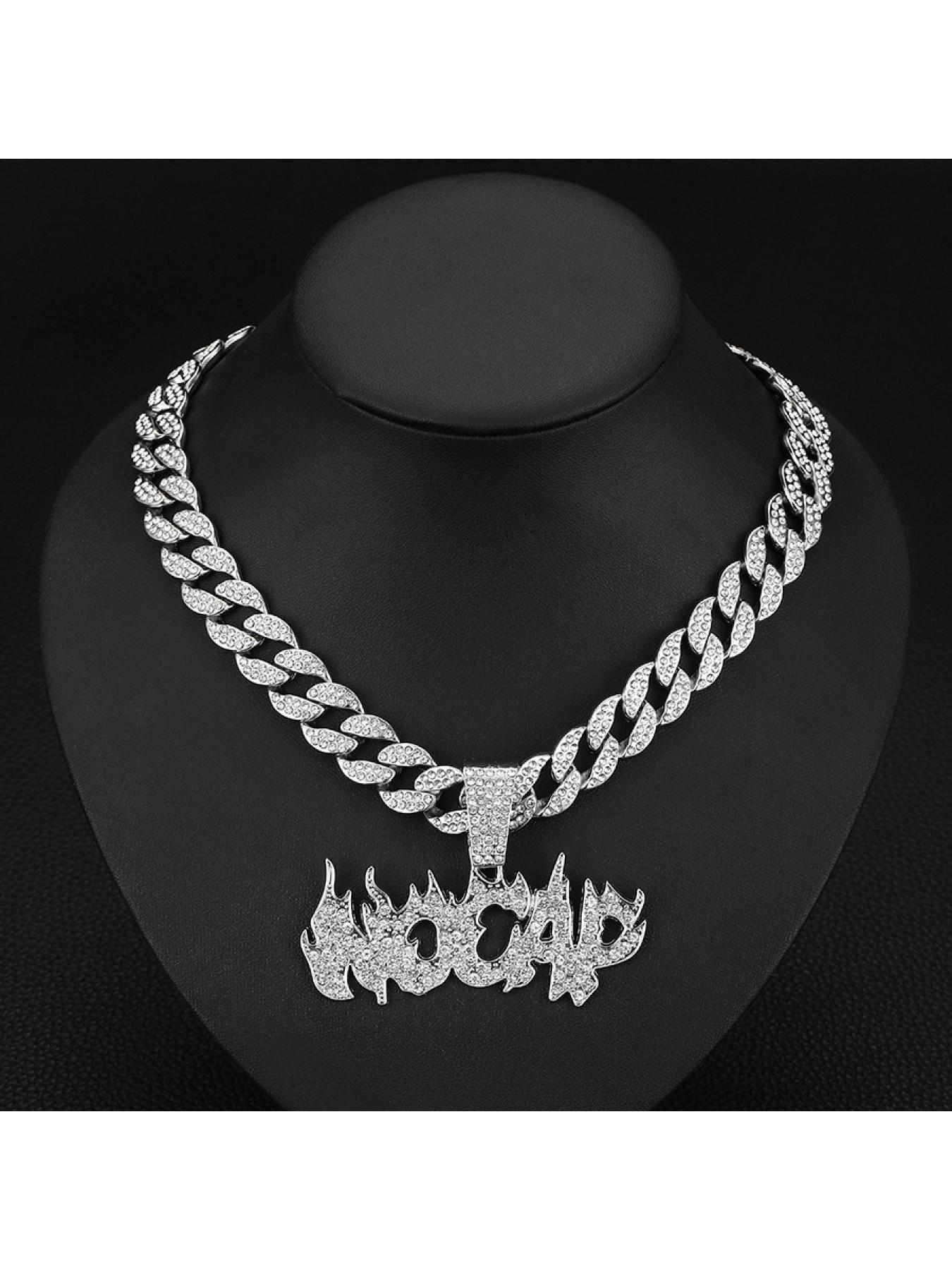 Fashionable Flame Letter NOCAP Alloy Diamond Pendant Hip Hop Retro Personality Necklace Pendant