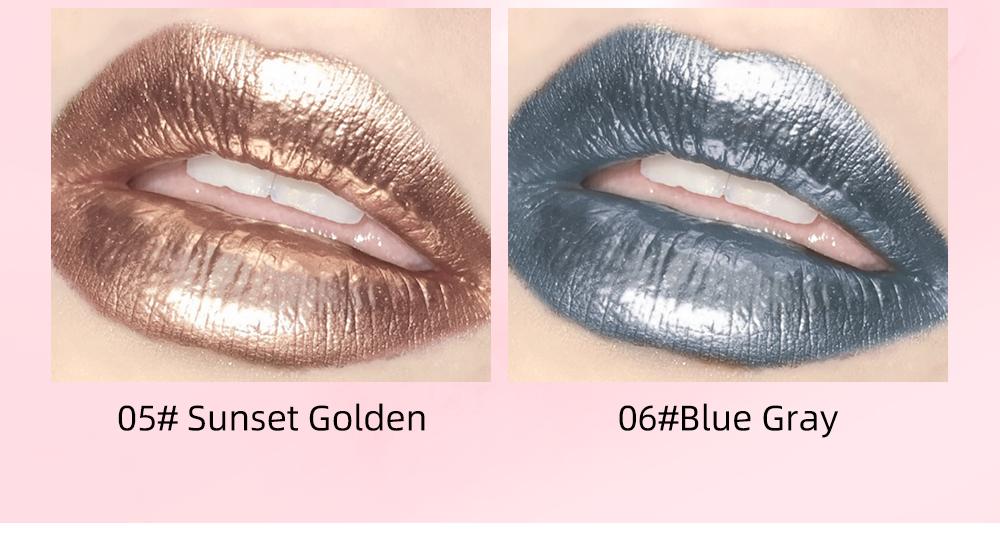Liquid Lipstick Gloss, Dual-Use Eye Shadow and Lip Color, Long-Lasting, Easy Application, Shimmer Finish, Silver Gold Colors