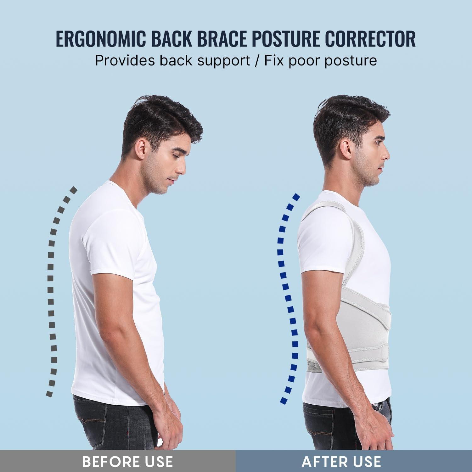 1PC Back Support Posture Corrector, Back Posture Belt, Posture Straightener, Breathable Anti-Hunchback Design for Office & Home Use, Comfortable and Adjustable Support Band