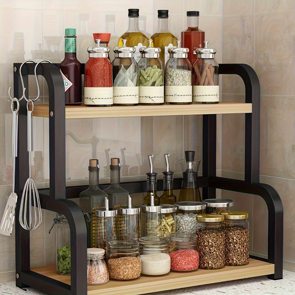 1 piece of stainless steel kitchen storage rack, multi-layer countertop condiment organizer rack, space-saving stand, an ideal item for Halloween gifts and party supplies display