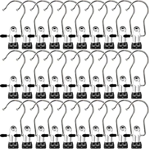 30 Pack Stainless Steel Laundry Hooks with Hanging Clips, Heavy Duty Clothespins for Clothes, Pants, Socks, Towels, Boots and Handbags,Personalized