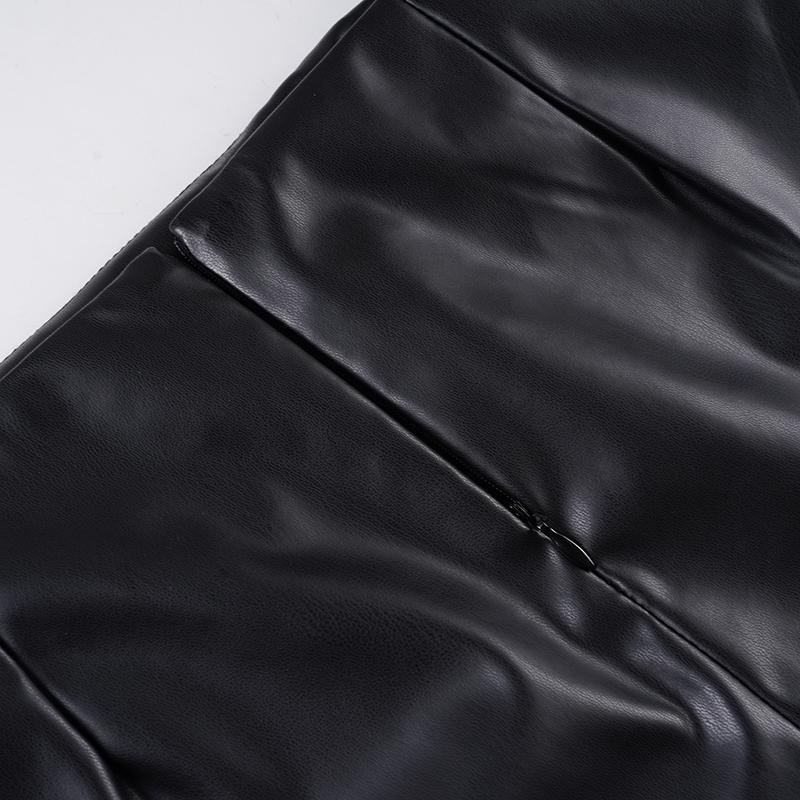 Women's PU Leather Belted Mini Skirt, Adjustable Skirt, Low Rise Skirt, Low Waist Street Style Fashion, Sexy Tight-Fitting Half Skirt for Women, Womenswear