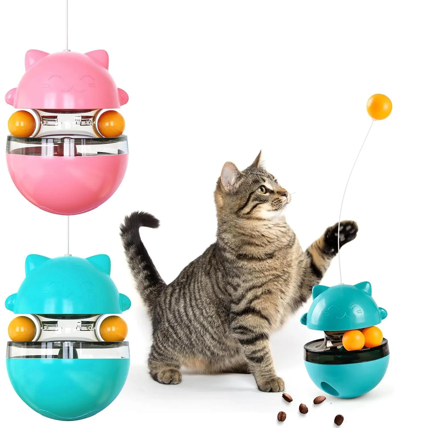 Cat Treat Dispenser Tumbler Interactive Puzzle Feeder, Cat Snacks Temptations Ball Food Puzzle Toy