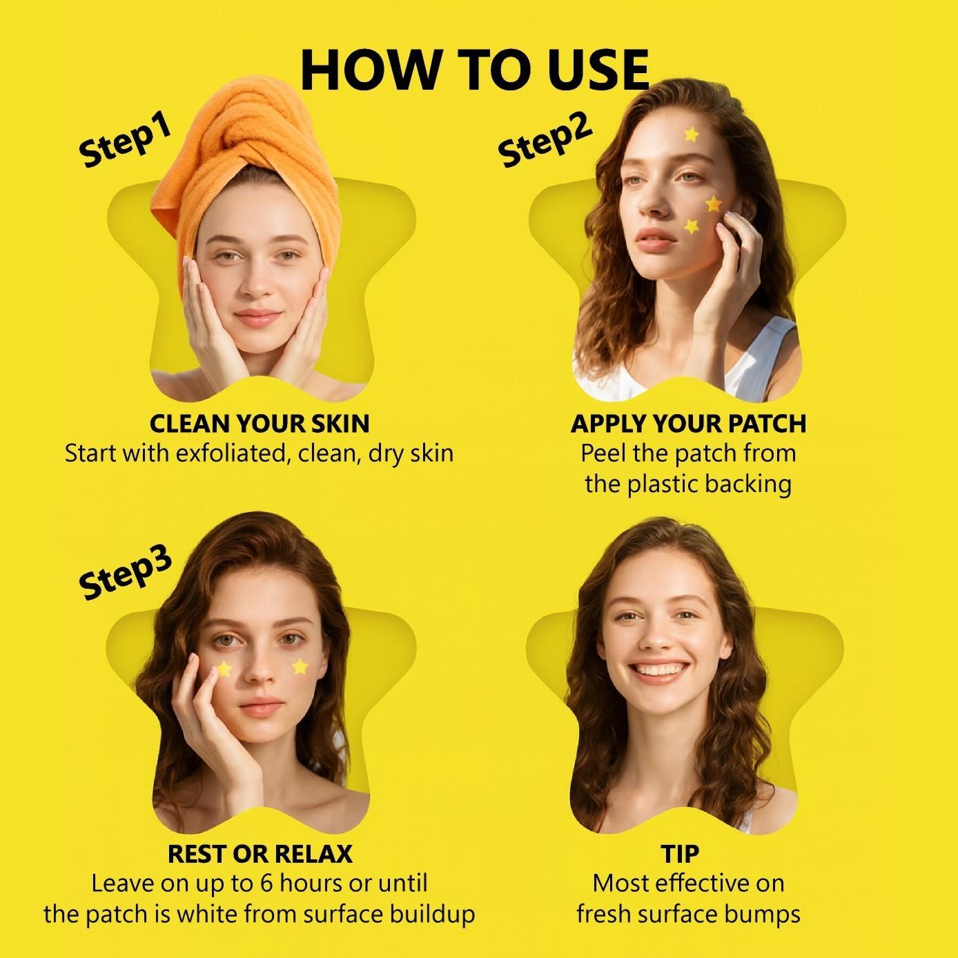 60 Pcs Star-Shaped Facial Acne Patches, Cute Colorful Hydrocolloid Acne Patches, Waterproof Concealer, Teen & Adult Skincare Gift