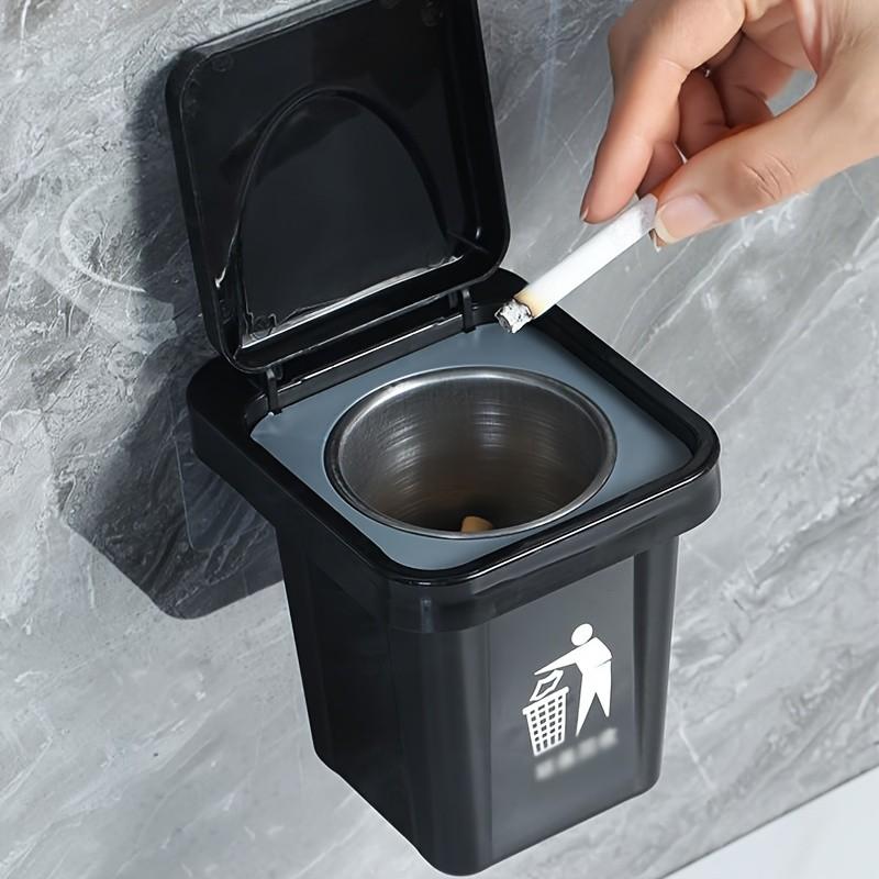 Creative Wall-Mounted Ashtray Trash Can with Lid, Desktop Mini Ashtray, Decorative Desk Accessory, No Drilling Design, Ideal for Living Room, Bedroom, Bathroom, Car