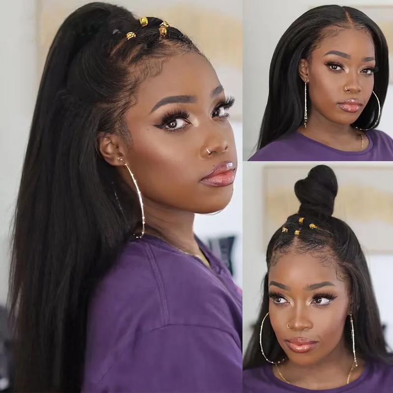 Msgem Hair Yaki Straight Hair Bundles 3PCS 100% Human Hair 12A Grade Natural Color Sew In Bundles Quick Weaves Easy to Install