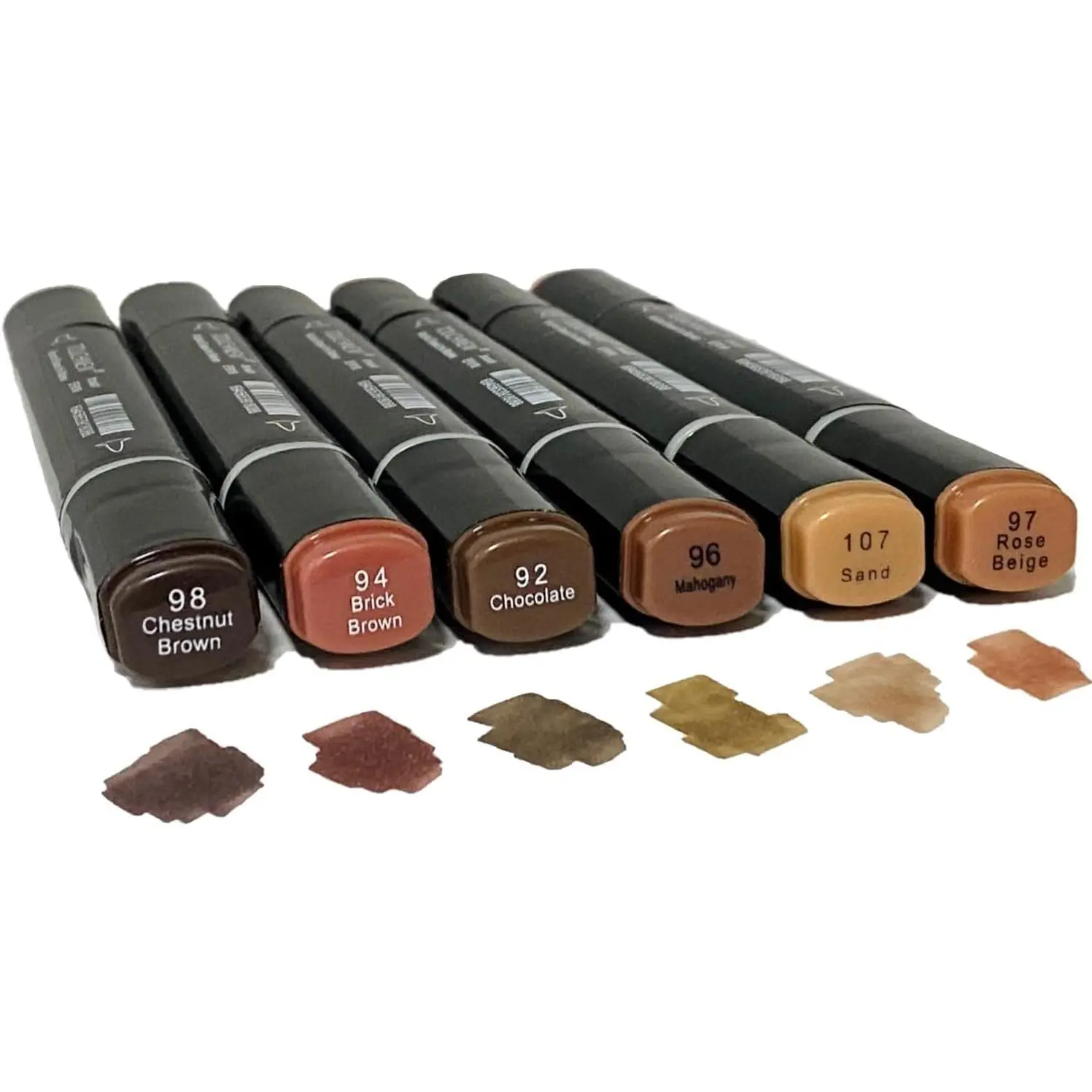 6 Pack  Tone Brown  Markers, Double Tipped Soft Fine Tips and Brush Permanent Art Markers for Drawing Sketching Coloring (Deep  Tone)
