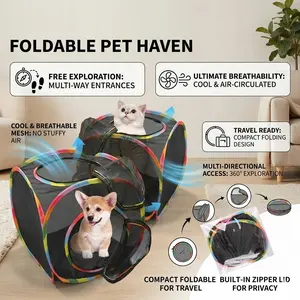 Outdoor Mesh Cat Dog Tunnel Foldable Summer Cool Breathable, Kitty Tent Channel Cat Toy Pet Rabbit Tunnel, Ca Prop 65 Compliant