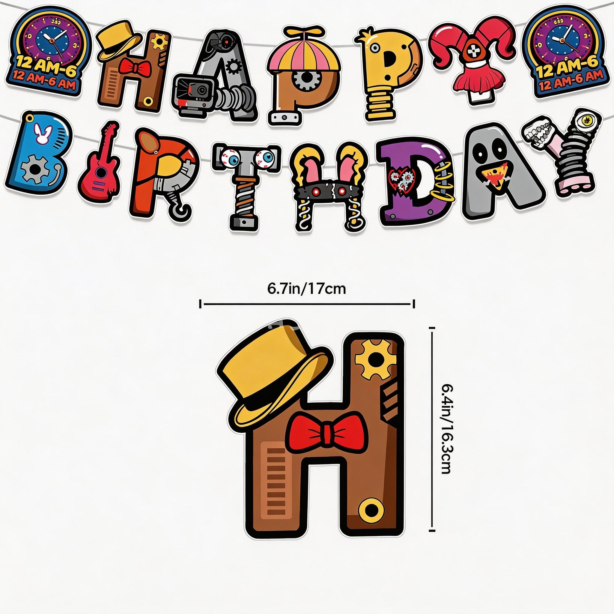 New popular FNAF Party Supplies Full Kit - FNAF Series Character Printed Balloons, Cake Insert Toppers and Happy Birthday Hanging Banner for Horror Game Themed Birthday Celebrations