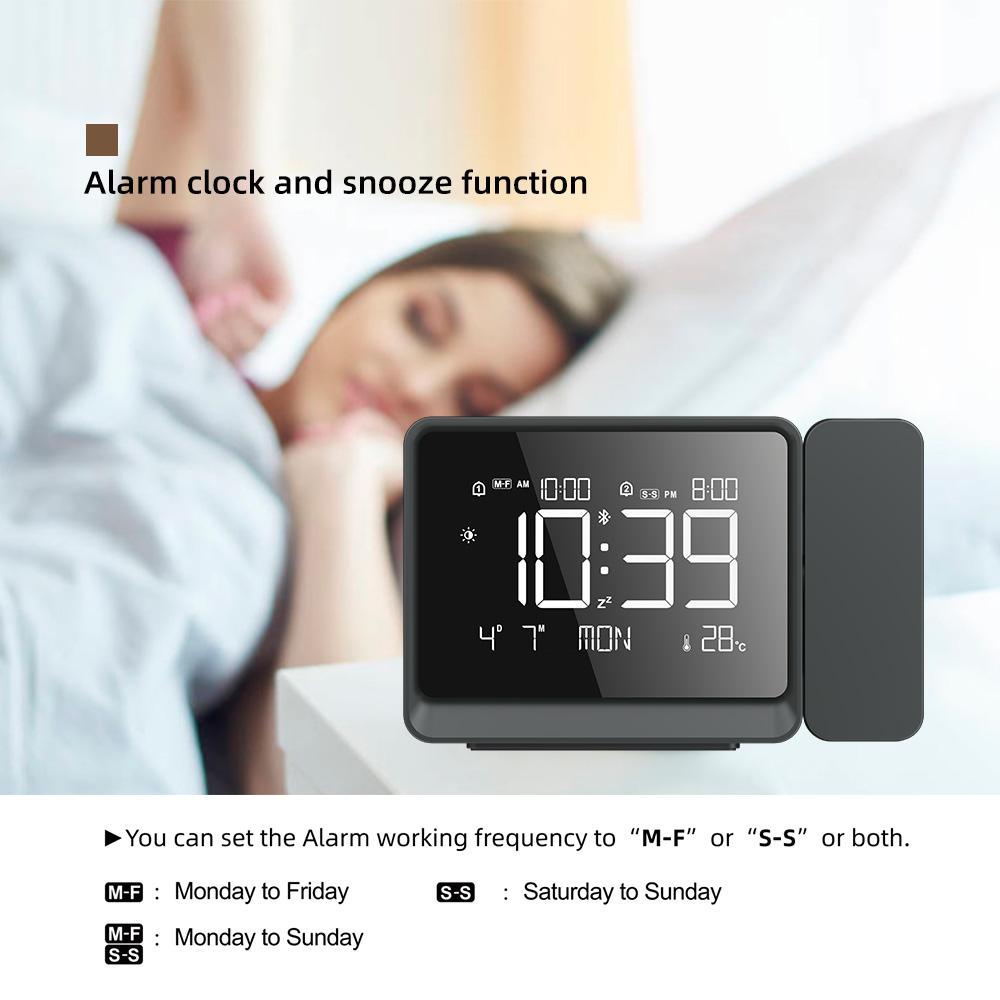 Multi-Functional Projector Alarm Clock with Date & Time Display, Focus Adjustment, Bluetooth-compatible Connectivity, Temperature Monitor, USB Port, Adjustable Backlight, Home Decor, Digital Alarm Clocks
