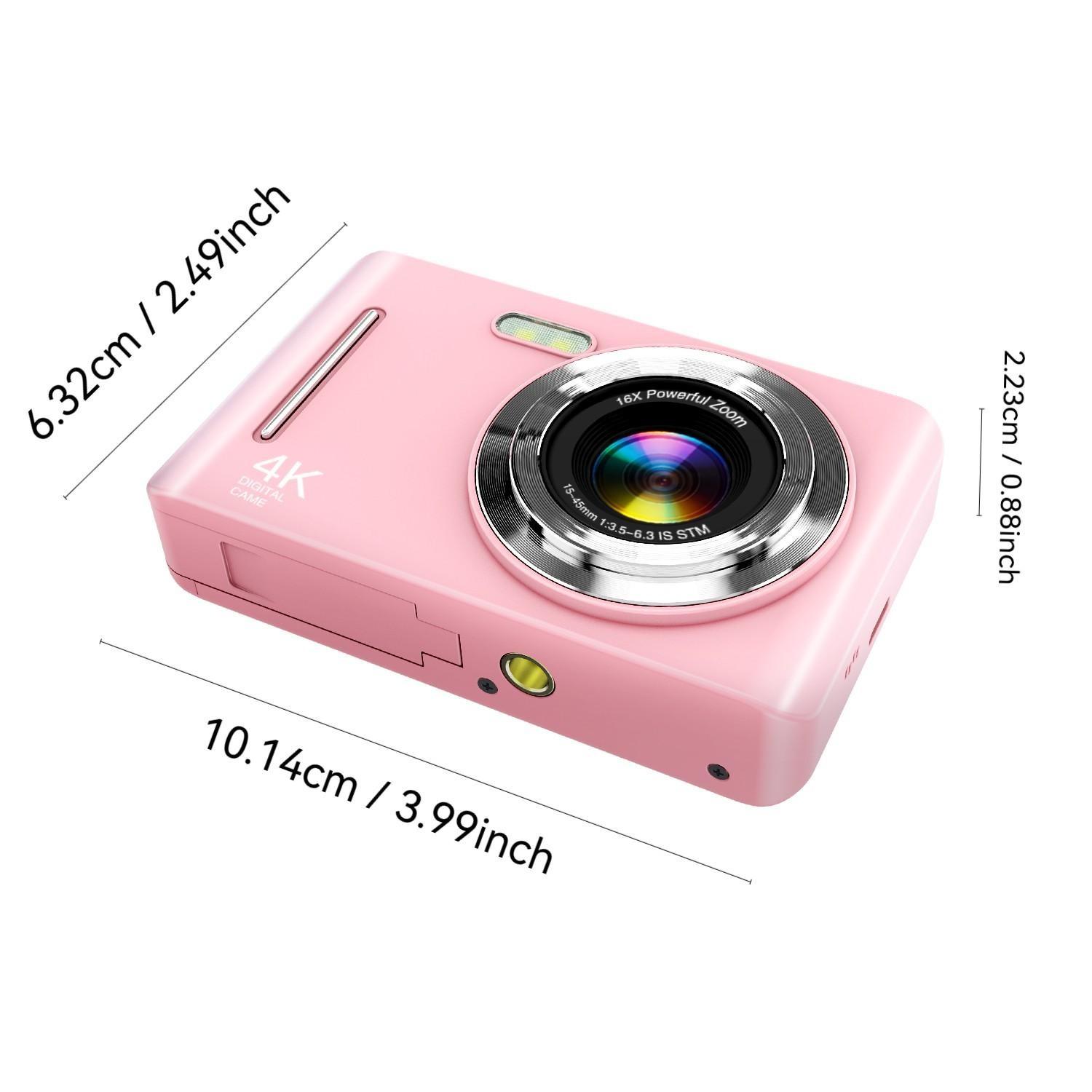 Digital Video Camera for Travel, Outdoor Photography, 1080P Lens, Auto Focus, Image Stabilization, 16x Zoom, 32GB Card, Dual Batteries