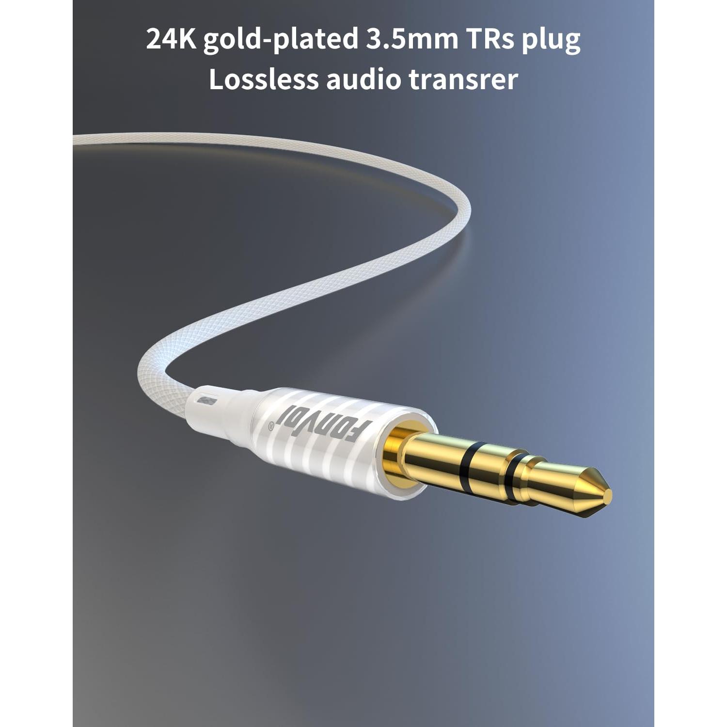 AUX ,3.5mm Audio AUX Cord for ,Braided 3.5mm Male to Male Stereo , Compatible with:Headphones, Phones, iPod, Audio,MP3 and  (1.2M+1.2M)