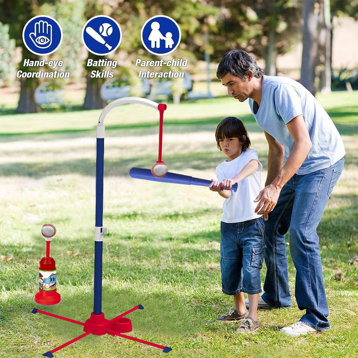 3-In-1 Baseball Set for Kids, Adjustable Tee, Portable Launcher, Hanging Bat, Perfect Gift for All Ages, Family Fun Essential!