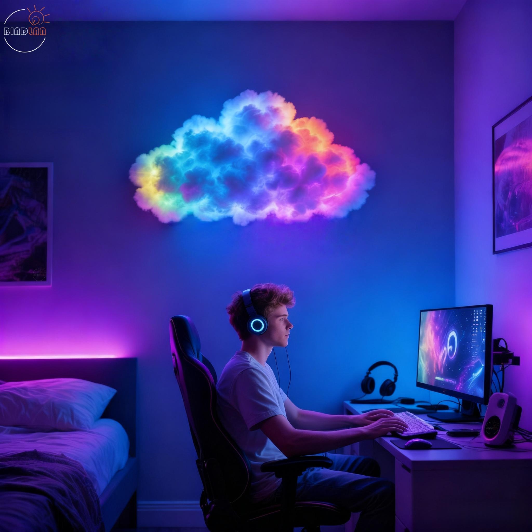 1pc 3D Thundercloud Light, Music Sync Smart Lamp, RGB Color Changing LED Strip, USB Powered – DIY Shapable Cloud Light for Bedroom, Gaming Room, Birthday Party Ambiance. Festival Decor, Wall/Ceiling Night Light, Background Lamp, Home Bedroom Lighting.