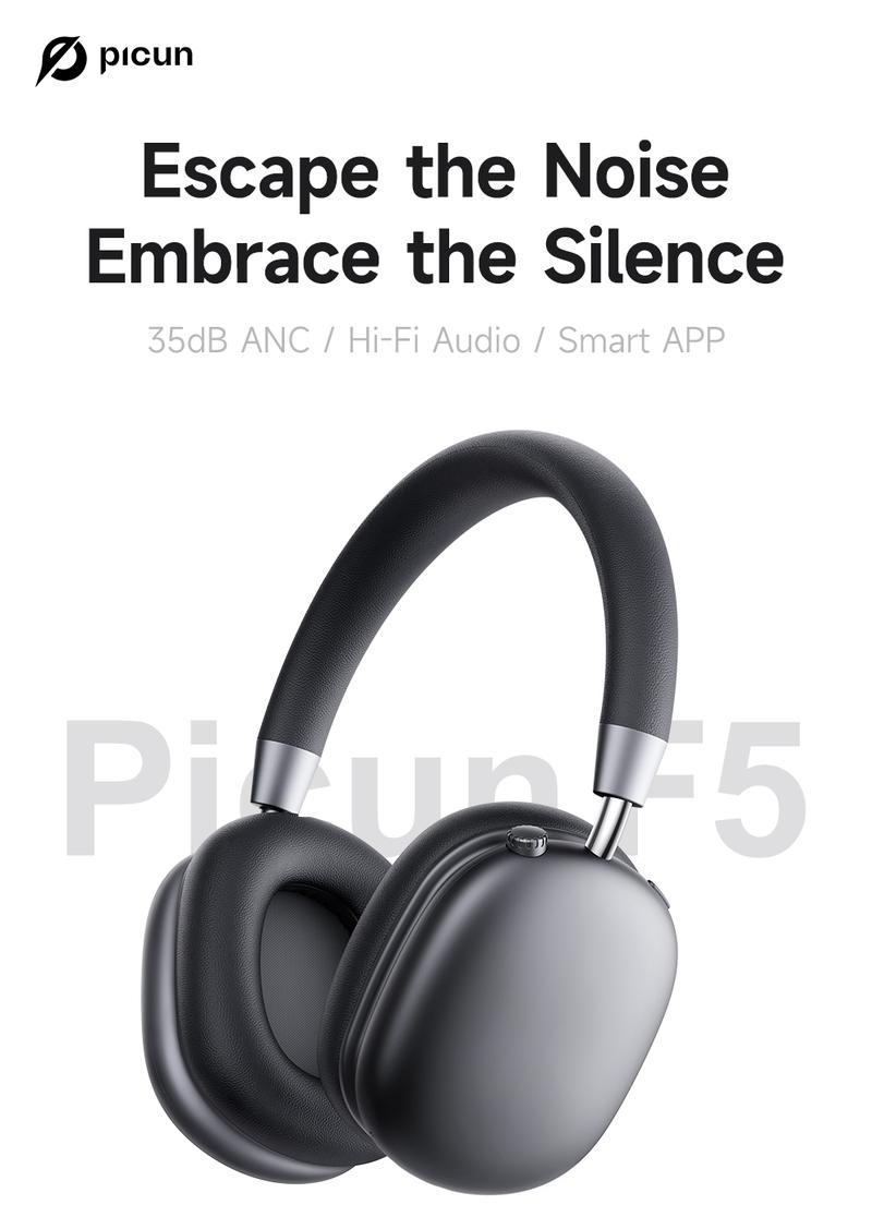 Picun F5 ANC Wireless Headphones, Bluetooth 5.4 Low-Latency, -35dB Noise Cancellation, Electronic Connection, Hi-Fi Audio, Custom EQ, Comfortable for Travel & Work Connection Electronic Headset