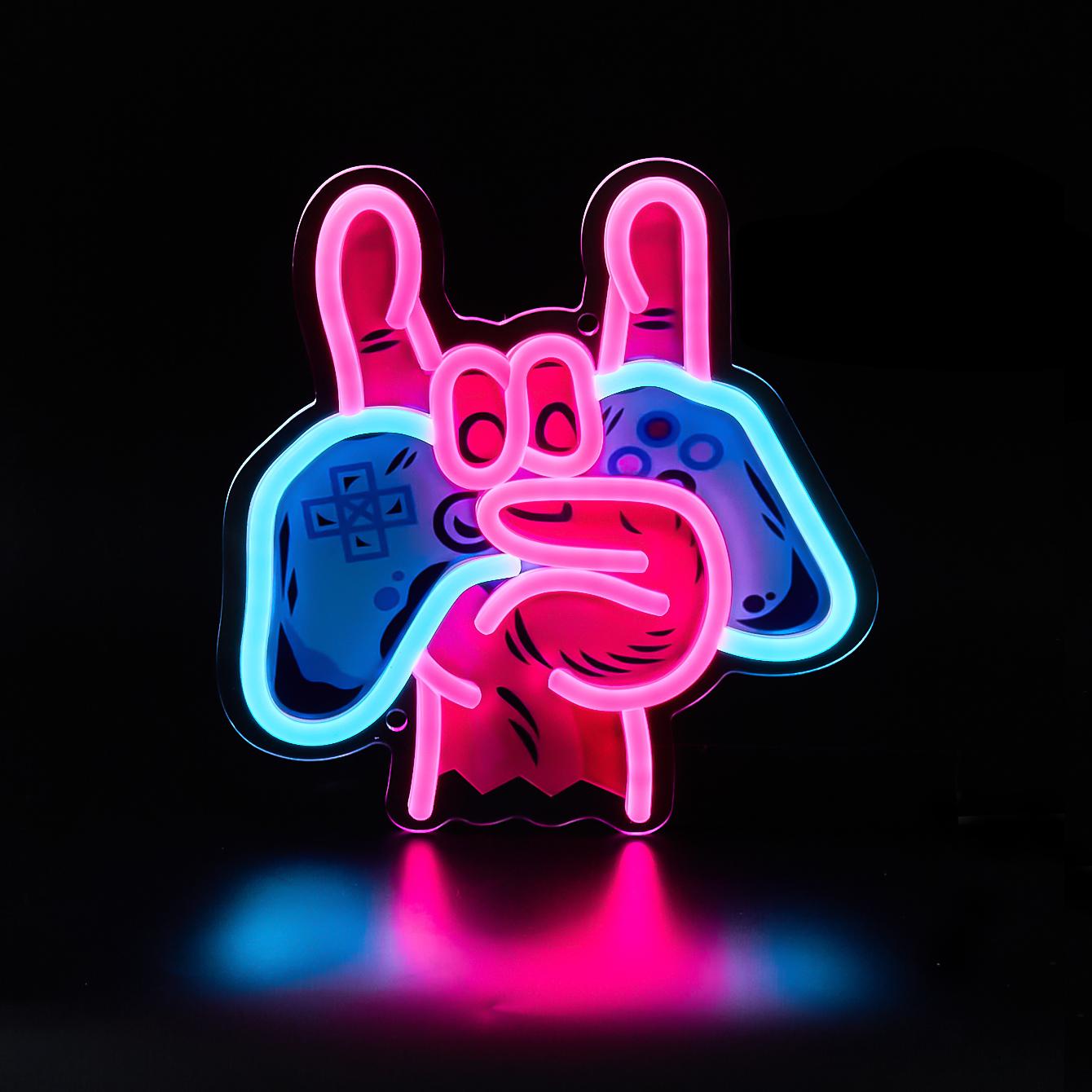 Gamer UV LED Neon Light Sign: Gamepad Design with Dynamic Glow, USB Powered, for PC Gaming Setup & Man Cave Wall Art, Decorative Light Decor