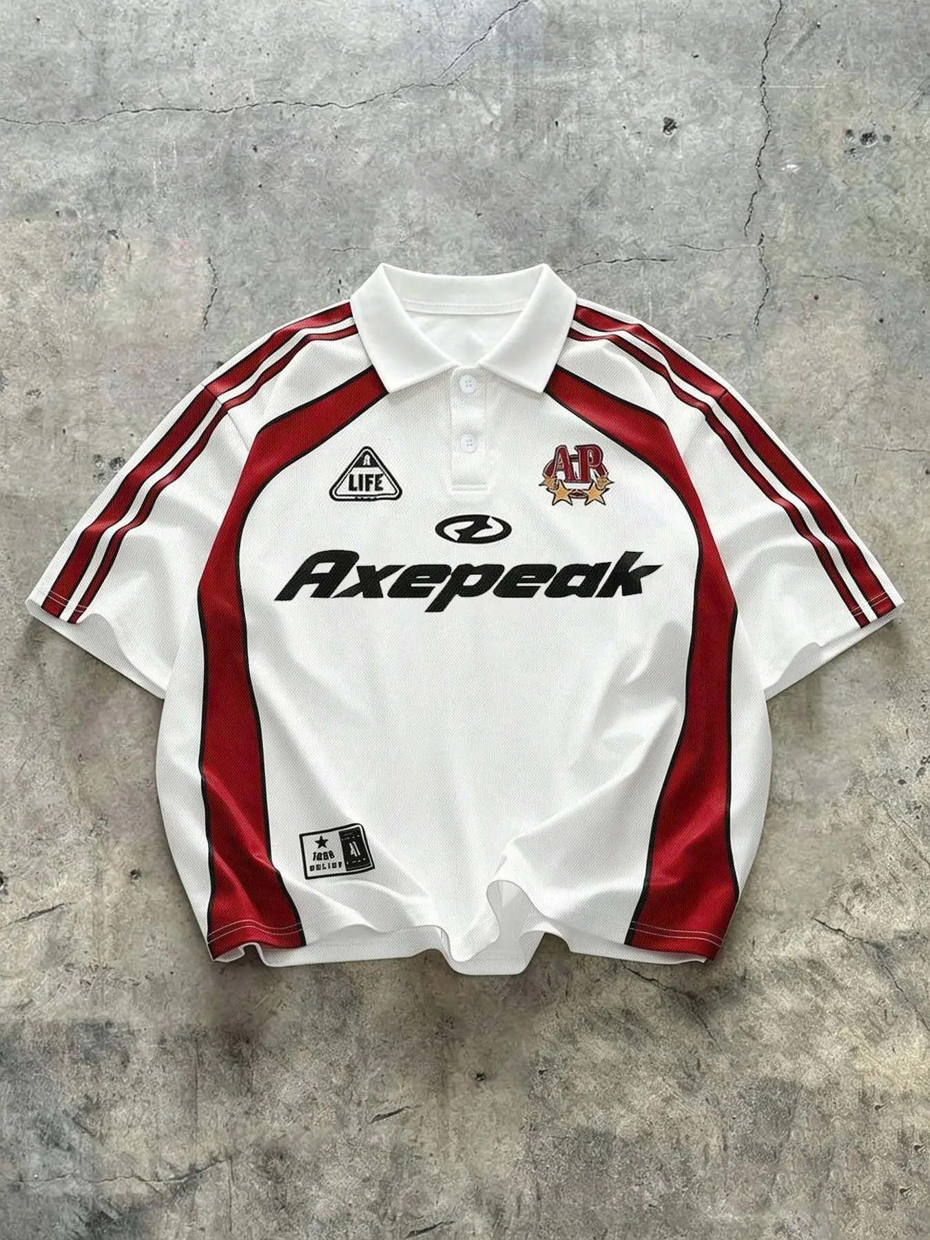 90s Retro White Red Striped Oversized Soccer Jersey, Y2K Vintage